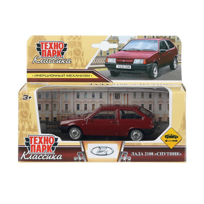 Машина металл LADA lada 2108 длина 10,5 см, инерц, вишневый, кор. Технопарк в кор.2*36шт