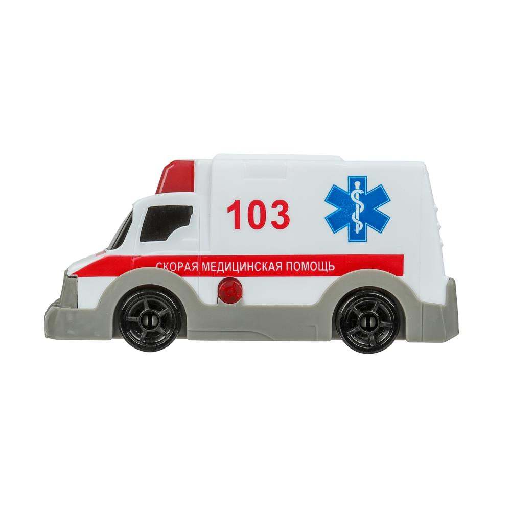 Машина пластик свет-звук СКОРАЯ ПОМОЩЬ 15 см, кор. Технопарк в кор.2*48шт