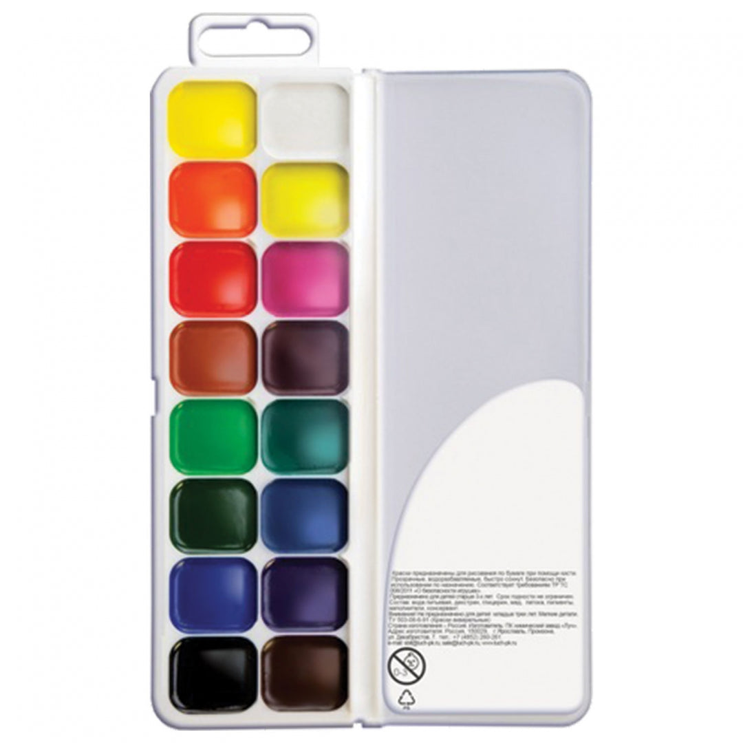 Акварель медовая 16цв КЛАССИКА 19С 1290-08 б/кист