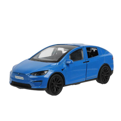 Машина металл tesla model x plaid 12 см, двери, синий, кор. Технопарк в кор.2*36шт