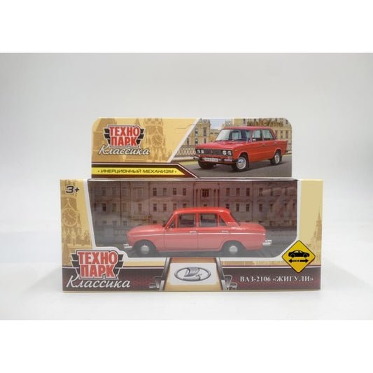 Машина металл LADA lada 2106 длина 10,5 см, инерц, красный, кор. Технопарк в кор.2*36шт