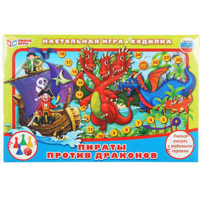 НАСТОЛЬНАЯ ИГРА-ХОДИЛКА "УМНЫЕ ИГРЫ" ПИРАТЫ ПРОТИВ ДРАКОНОВ в kor.20шт