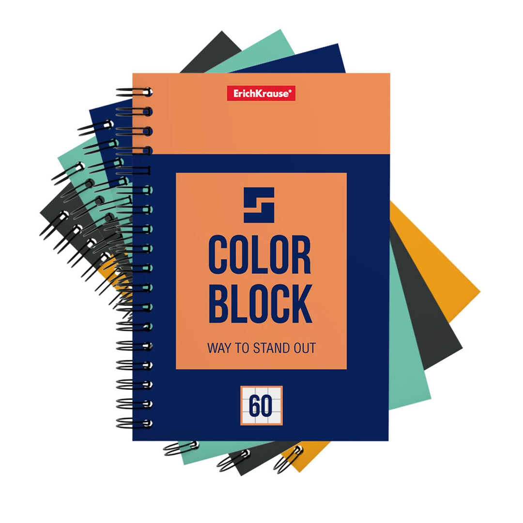 ErichKrause® Блокнот на спирали "Color Block" 60 листов, клетка (поштучно) арт.49679