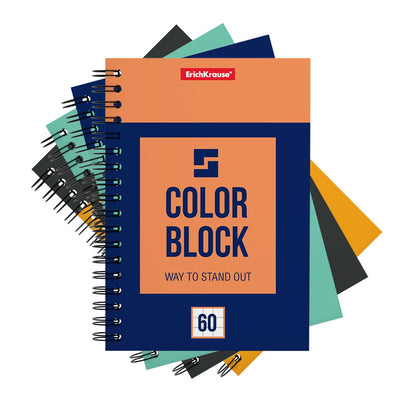 ErichKrause® Блокнот на спирали "Color Block" 60 листов, клетка (поштучно) арт.49679