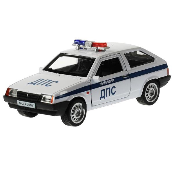 Машина металл LADA-2108/21099 МИЛИЦИЯ 12см, двер,баг,инерц, ассорт, дис. Технопарк уп-12шт в кор.6уп