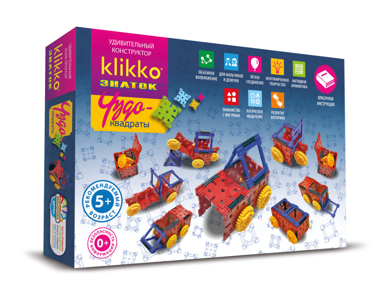 Удивительный конструктор ЗНАТОК-Klikko Чудо КВАДРАТЫ 12в1 (21 деталь)