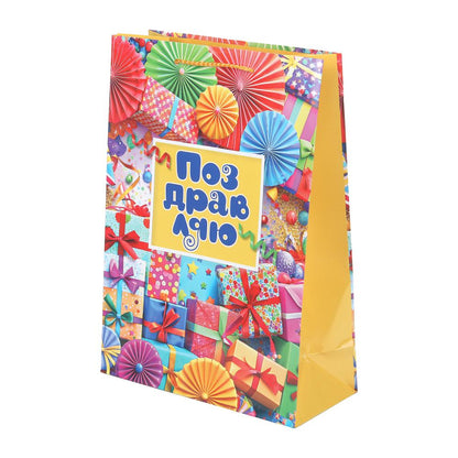 Пакет подарочный глянцевый мл,подарки,140 гр/м2 ЧУДО ПРАЗДНИК в кор.10*12шт