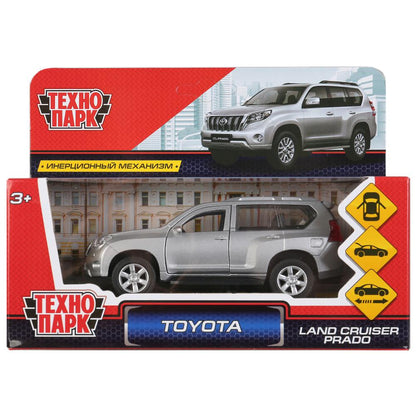 Machine en métal "TOYOTA PRADO" 12 cm, ouverte. двери, инерц, СЕРЕБРИСТЫЙ в кор. Parc technologique dans le cor.2*36шт
