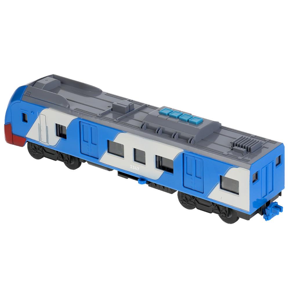 ELTRAINLAST-30PL-BUGY Модель пластик свет-звук СКОРОСТНОЙ ПОЕЗД 32,5 см, двери, 4 кнопки, син, кор. Те