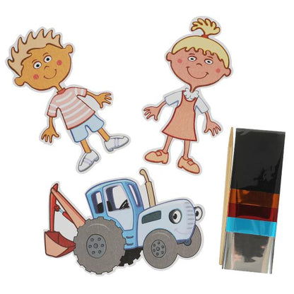 Набор д/дет тв-ва СИНИЙ ТРАКТОР фигурная аппликация из фольг.(3шт в наборе) МУЛЬТИ АРТ в кор.100наб