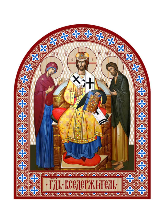 Икона аркой Спаситель, Вседержитель (на дереве): 95 х 120