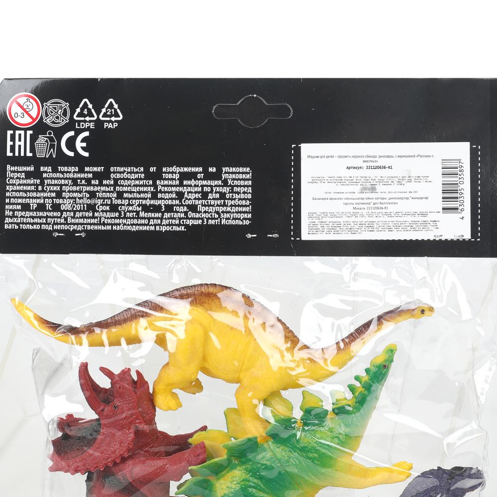 Игрушка пластизоль ДИНОЗАВРЫ 4 шт./упаковка, хеддер Рассказы о животных в кор.2*96наб