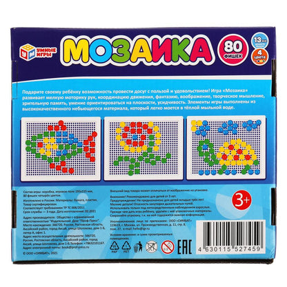 Мозаика пластиковая. 80 фишек. 4 цвета. Поле 195х155мм. В картонной коробке Умные игры в кор.18шт