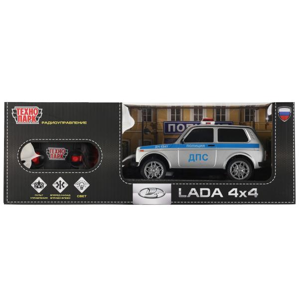 LADA4X4-18LPOL-GY 327204 Машина р/у LADA ПОЛИЦИЯ 4x4 18 см, свет, сер, кор. Технопарк в кор.24шт