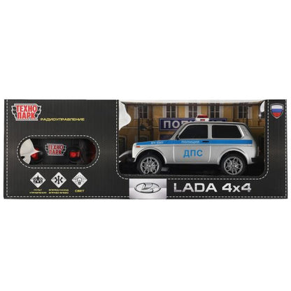 LADA4X4-18LPOL-GY 327204 Машина р/у LADA ПОЛИЦИЯ 4x4 18 см, свет, сер, кор. Технопарк в кор.24шт