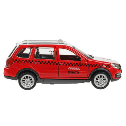 GRANTACRS-12TAX-VEZ Машина металл LADA GRANTA CROSS ТАКСИ 12 см, двер, баг, инерц, красный, кор. Тех