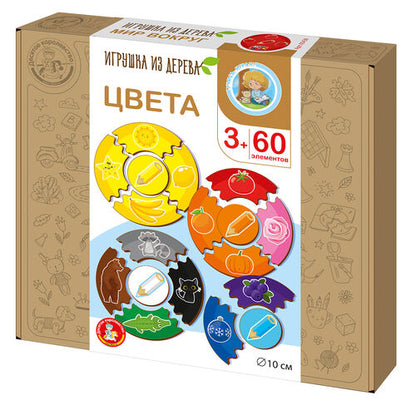Пазлы из дерева. Mon premier paquet "Цвета" 60 эл