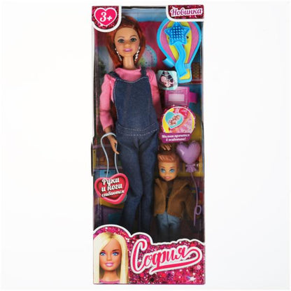 Кукла 29см София беременная, руки и ноги сгибаются, с сыном и акс, в кор КАРАПУЗ в кор.24шт