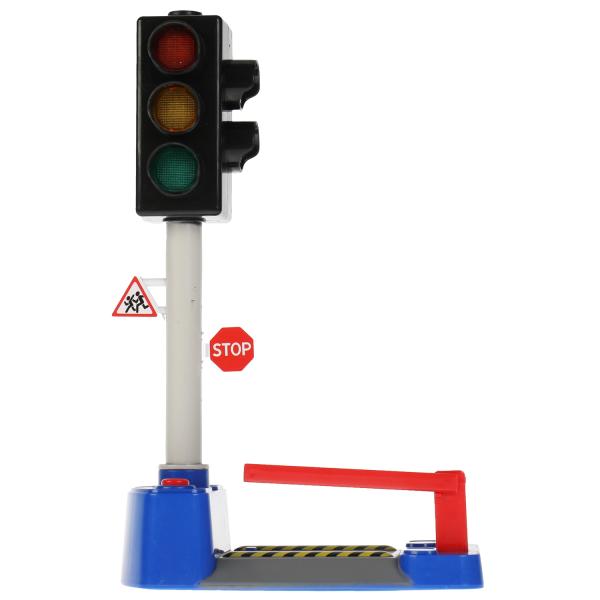 Модель пластик свет-звук СВЕТОФОР СО ШЛАГБАУМОМ подвижная. детали, кор. Технопарк в кор.2*18шт