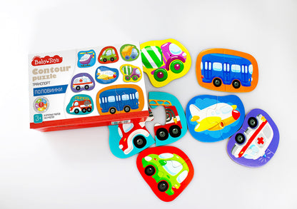 Jouets pour bébé "Тransport" (8 cartes, 16 pièces)