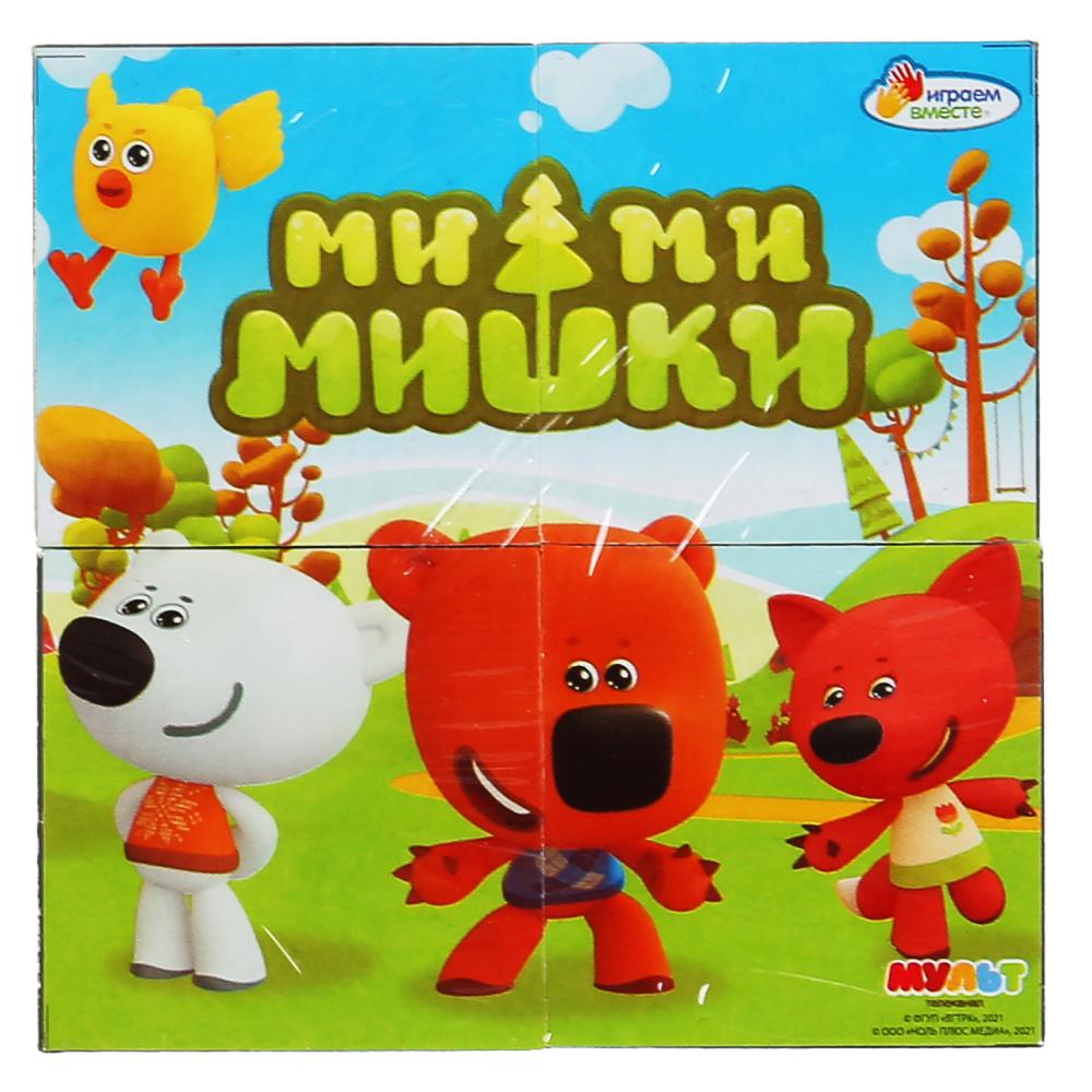 Набор из 4-и кубиков пленка Ми-ми-мишки настольные игры ИГРАЕМ ВМЕСТЕ в кор.80наб