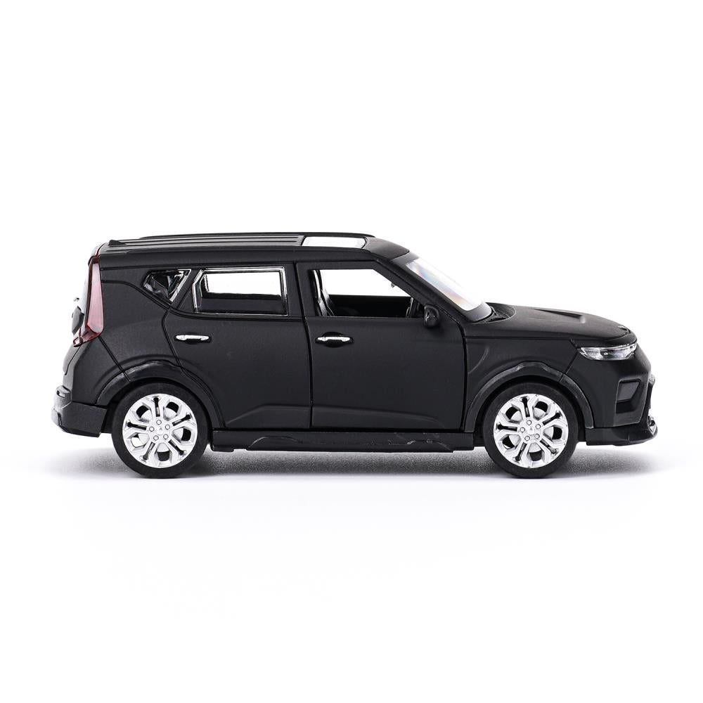 Машина металл свет-звук KIA soul 12 см, двер, инер, черный МАТОВЫЙ, kor. Parc technologique dans le cor.2*36шт
