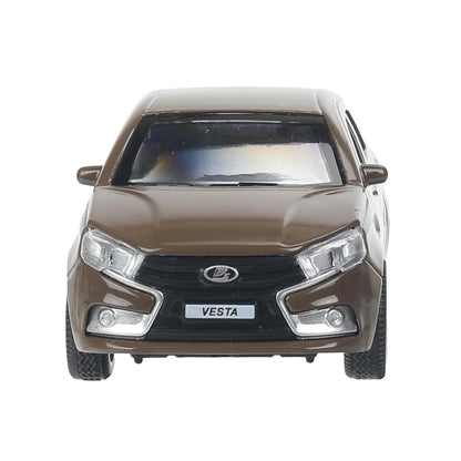 Машина металл LADA vesta 11,5 см, двери, коричневый, кор. Технопарк в кор.2*36шт
