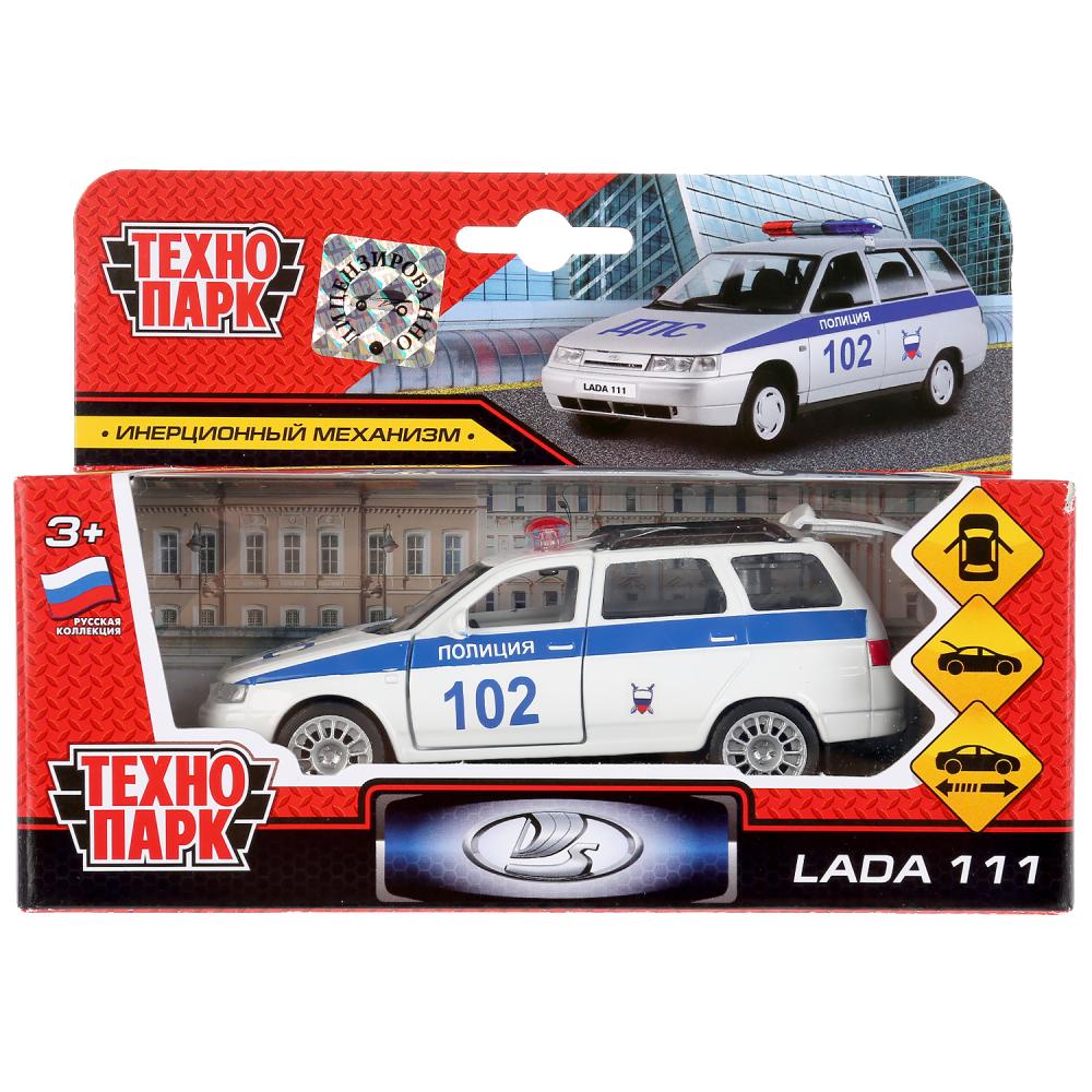 SB-16-67-P(W)-WB 298071 Машина металл LADA 111 ПОЛИЦИЯ, 12 см, дв., багаж., инерц., кор. Технопарк в