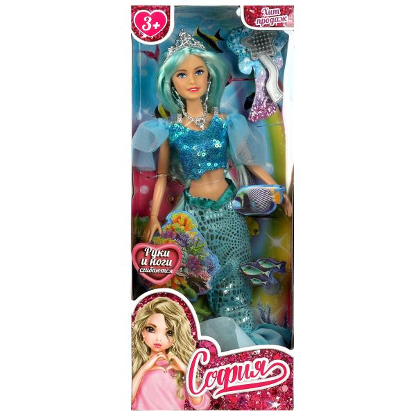 Кукла 29 см София, руки и ноги сгиб, русалка, акс, кор КАРАПУЗ в кор.24шт