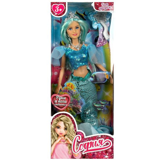 Кукла 29 см София, руки и ноги сгиб, русалка, акс, кор КАРАПУЗ в кор.24шт