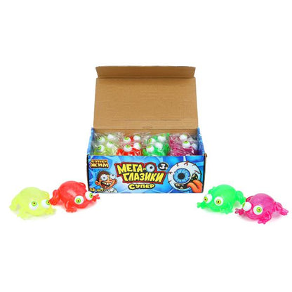 Игрушка мялка пучеглазик лягушка 9,5*3,7 см, светильник Супер Жим уп-12шт в кор.12уп