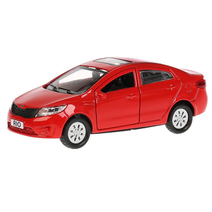 Машина металл KIA RIO длина 12 см, двери, багаж, инерц, красный, кор. Технопарк в кор.2*36шт