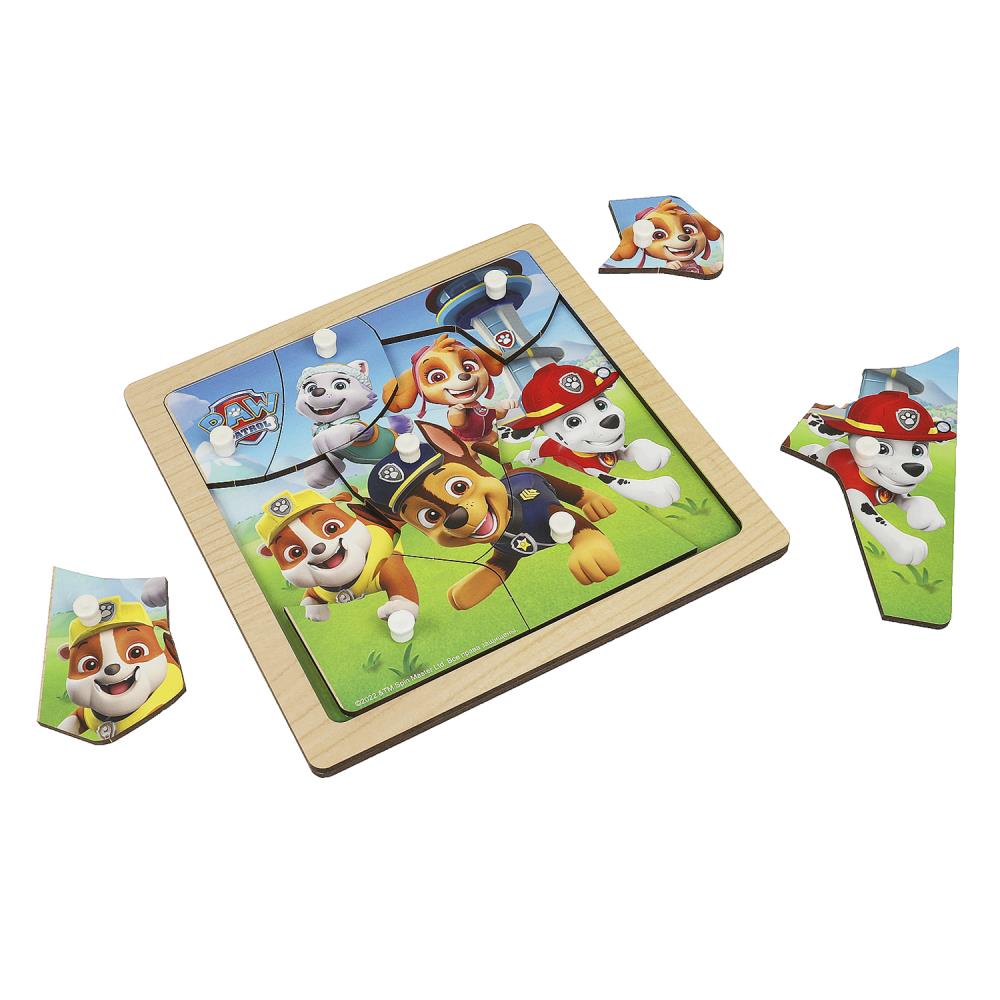 Игрушка деревянная рамка-вкладыш с ручками Щенячий Патруль 17*17 см, термопак Буратино в кор.20шт