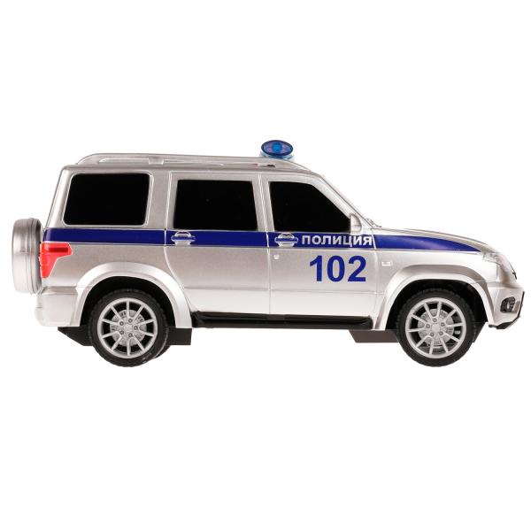 Машина р/у UAZ ПАТРИОТ ПОЛИЦИЯ 19 см, свет, сер, кор. Технопарк в кор.2*24шт