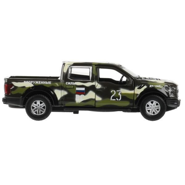 F150RAP-12MIL-GN 326503 Машина металл FORD F150 RAPTOR 12см, двер, баг, инер, камуф, кор. Технопарк