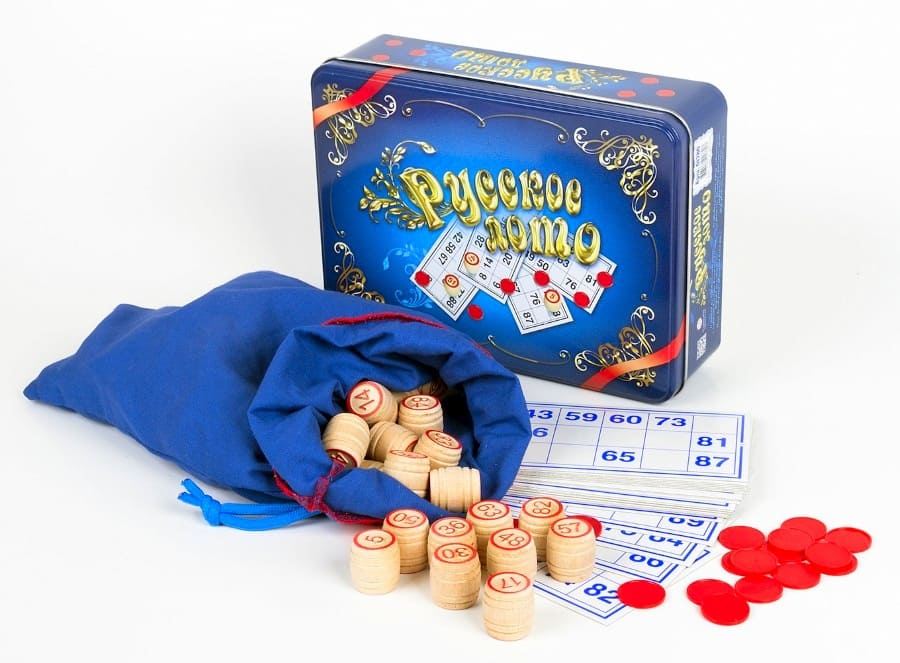 Русское лото (жестяная коробка синяя).