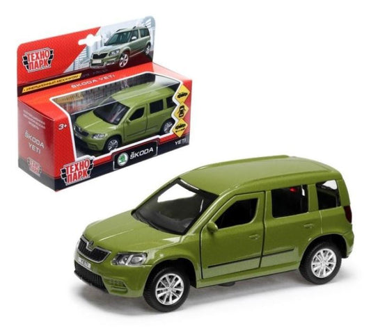 Машина металл "SKODA YETI", длина 12см, открыв. двери, инерц., зеленый в кор. Технопарк в кор.2*36шт