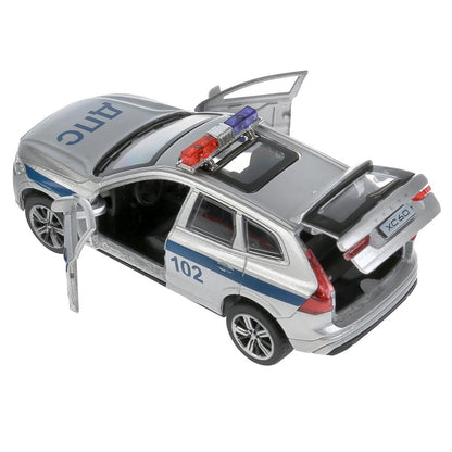 Machine en métal noir "volvo xc60 r-desing police" 12 cm, ingénieur, serebriste. Parc technologique dans le cor.2*36шт
