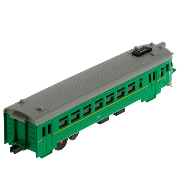 Модель металл светзвук-ЭЛЕКТРИЧКА длина 19 см, двери, инерц, зеленый, кор. Технопарк в кор.2*36шт