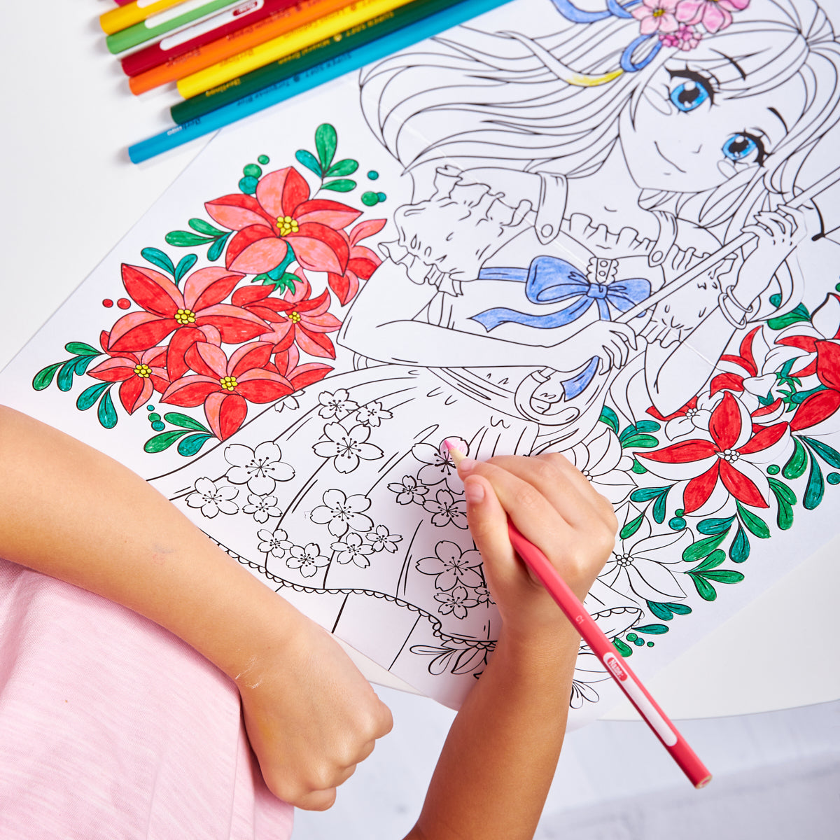 Набор для творчества. Раскраска в стиле ANIME "Девочка с зонтиком" (формат А3)