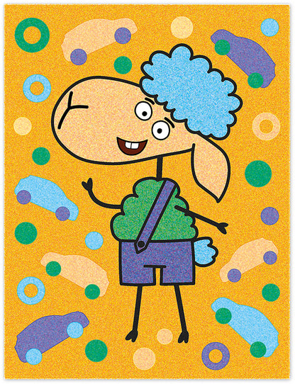 Отель у овечек. Фреска из песка картина "Беня и разноцветные машинки"