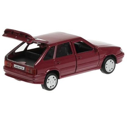 Машина металл LADA -2114 "САМАРА", 12 см, дверь, сумка, инерц, фиолетовый, кор. Технопарк в кор.2*36шт