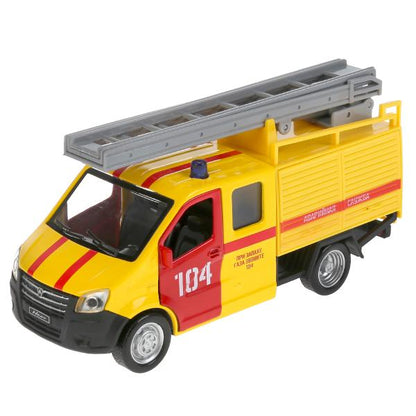 Технопарк. Газель "Next Аварийная" 15 см, металл свет-звук двери, инерц, кор. арт.NEXTFIR-15SLEM-YE