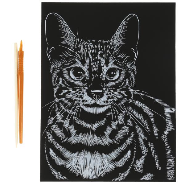 Гравюра 18*24 см бенгальская кошка, цветная МУЛЬТИ АРТ в кор.120шт