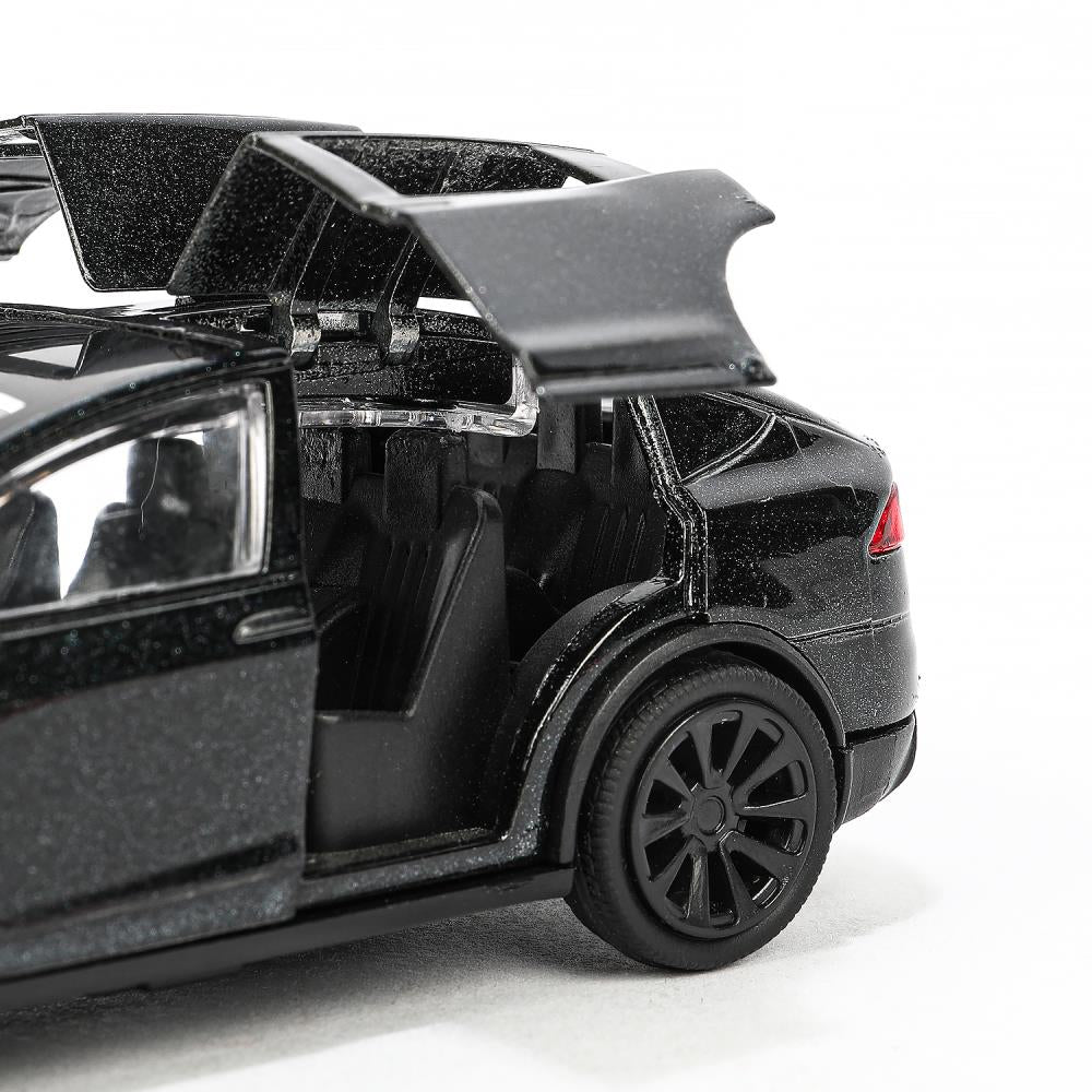 MODELX-12-BK Машина металл tesla model x plaid 12 см, двери, черн, кор. Технопарк в кор.2*36шт