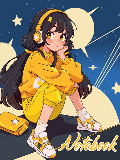 MyArt. БЛОКНОТ в клетку My big notebook. Девочка в наушниках