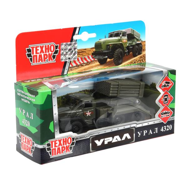 Машина металл АРМИЯ РОССИИ УРАЛ с ракетами 12 см, двери, инерция Технопарк в кор.2*24шт