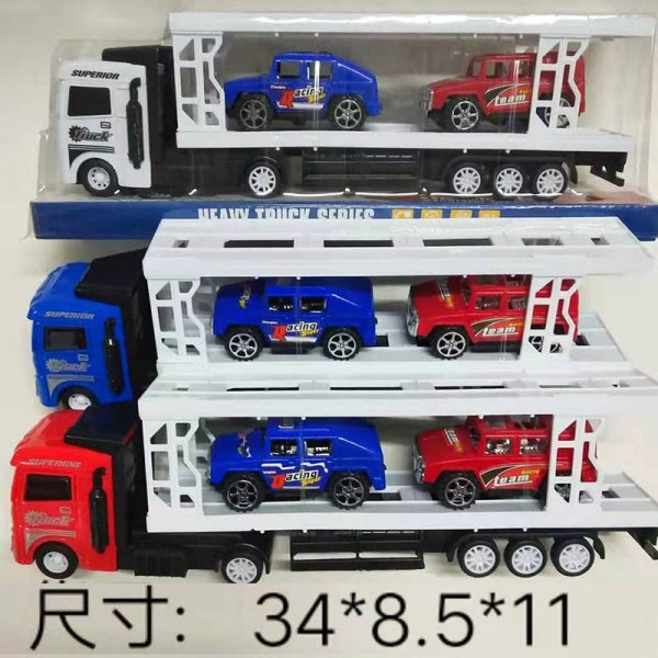 Трейлер инерц + два авто, цвет в ассорти. в пласт. в кор.2*48шт