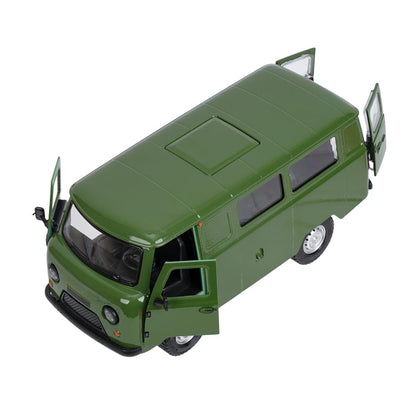 Машина металл свет-звук УАЗ УАЗ 452, 18,5 см, св-зв, дв люк, баг, ин, зеленый Технопарк в кор.2*18шт