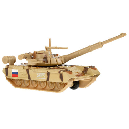 Машина металл танк T-90 размер 12см, инерц.механизм., подвиж. дет., в кор. Технопарк в кор.2*24шт